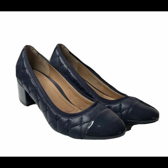 Vionic Ruby Olympia Quilted Block Pump Leather Heel Size 8 Elegant Formal Office - Picture 2 of 10